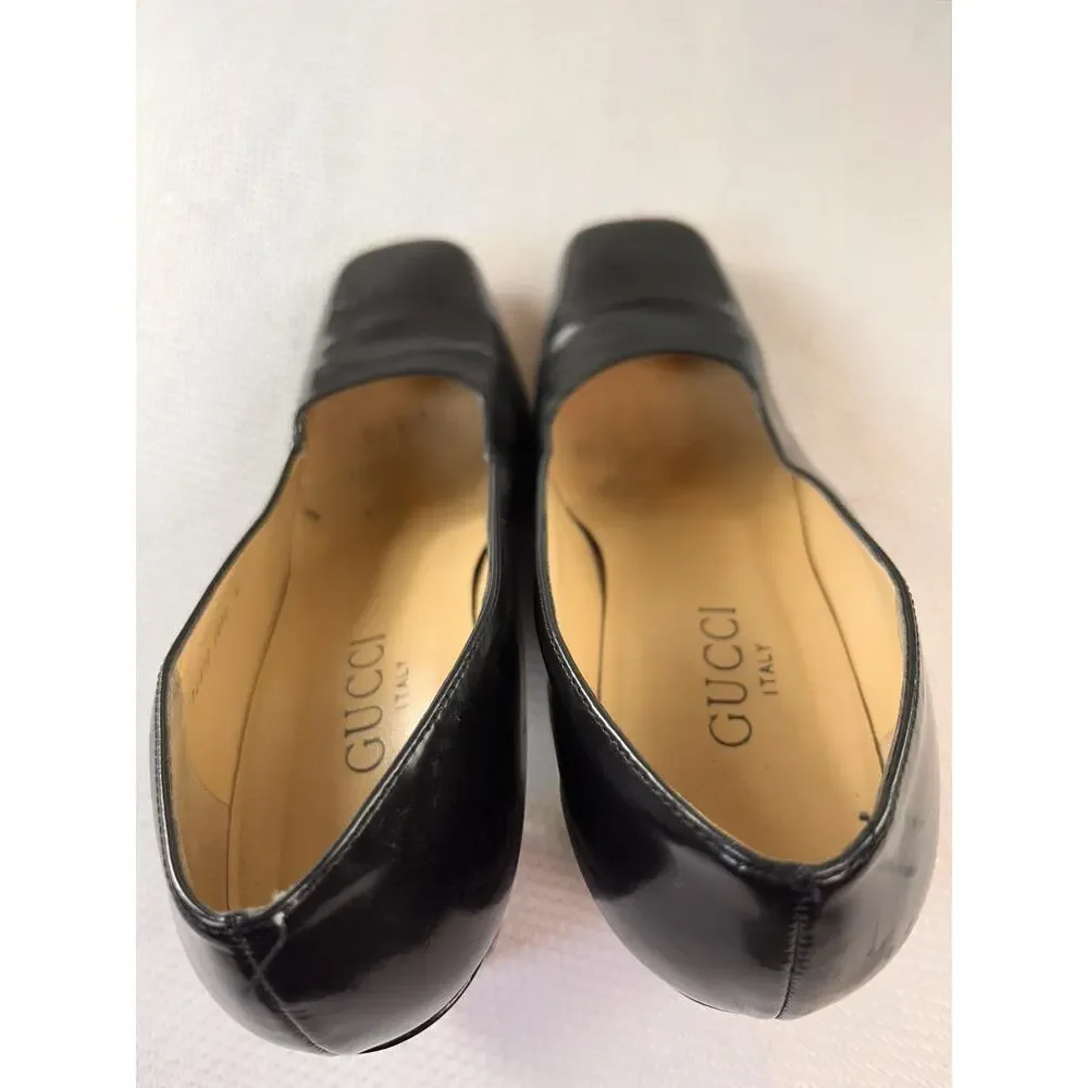 Gucci Size 4‎ Women's Square Toe Leather Pumps in Black - Picture 4 of 11